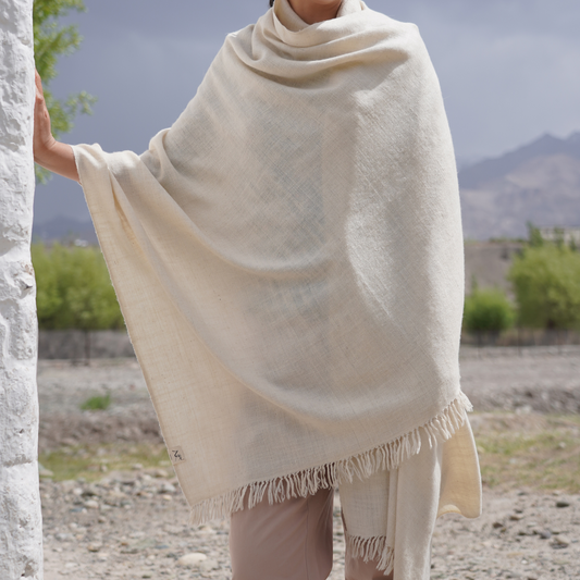 Natural White Pashmina Shawl