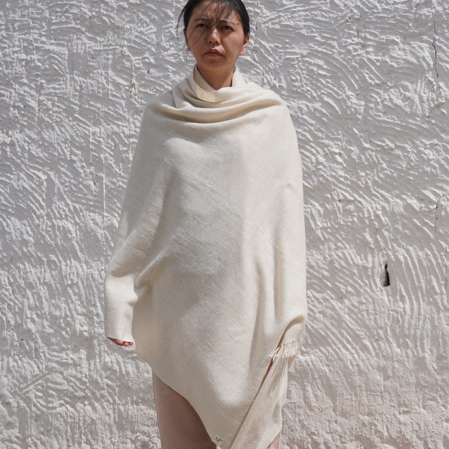 Natural White Pashmina Shawl